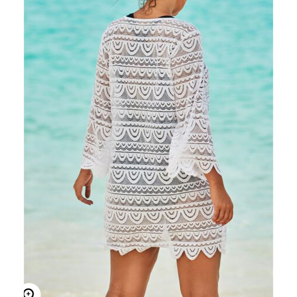 Swimsuit Cover Up XL by Swimsuits for All Scallop Lace Black NEW - Picture 5 of 8